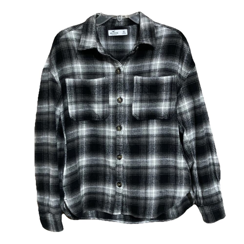 Hollister Women's XS Shacket Heavy Flannel Shirt Jacket w/ Side Pockets